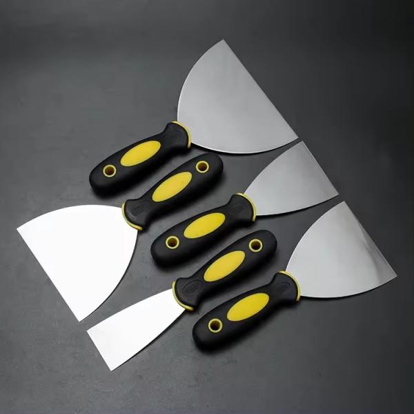 Mirror Surface Polished Stainless Steel Paint Scraper Rubber Handle Putty Knife