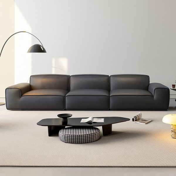 MOYI Italian Modern Sofa Couch Black Luxury Italian Couch Set Living Room Modern Leather Sofa