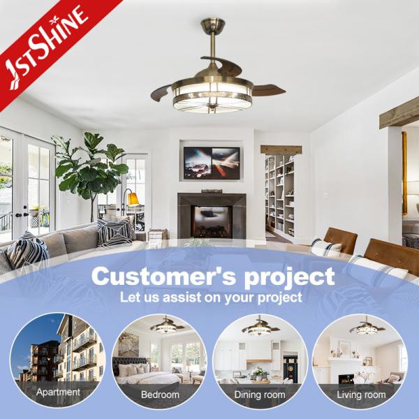 Fonction de refroidissement de l'air et de la lumière 1stshine cuivre décoratif ventilateur de plafond LED 3*PC lames