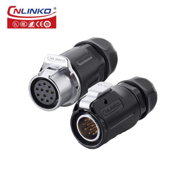 CNLINKO M20 IP68 Waterproof 12 Pin Connector Welding Cable 12 Volt Panel Mount Female Connector