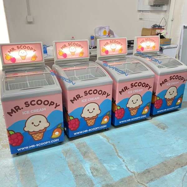 Commercial Glass Top Display Chest Freezer Ice Cream Refrigerator Customized