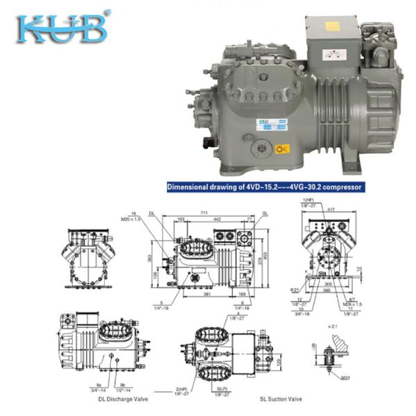 2HP to 50HP R404A Refrigerant Customizable Cold Storage Compressor Semi-hermetic Piston Compressor