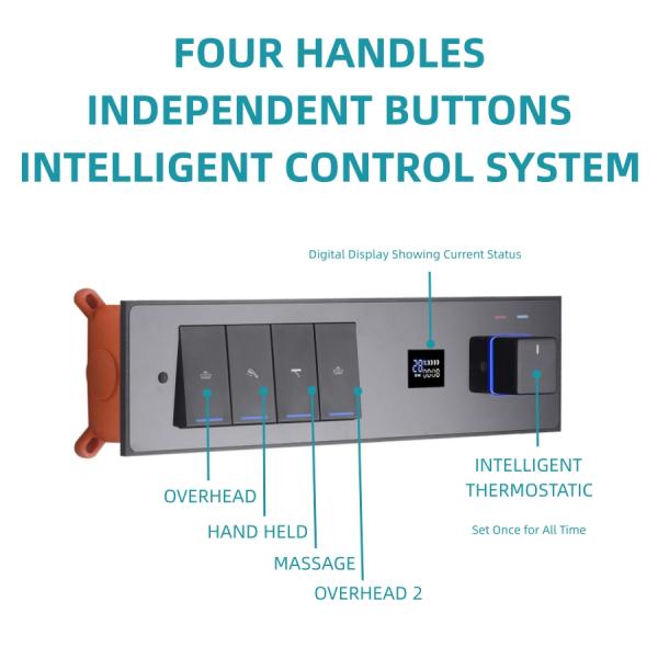 All Copper Wall Mounted Concealed Valve Showers Digital Display Rainfall Shower Set