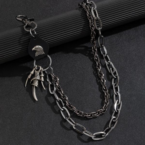 Unisex Jeans Pannts Chain Belts For Men and Women Punk Gun Metal Black Color Crescent Geometric Bag Chain Hip Hop Cool Street keychain