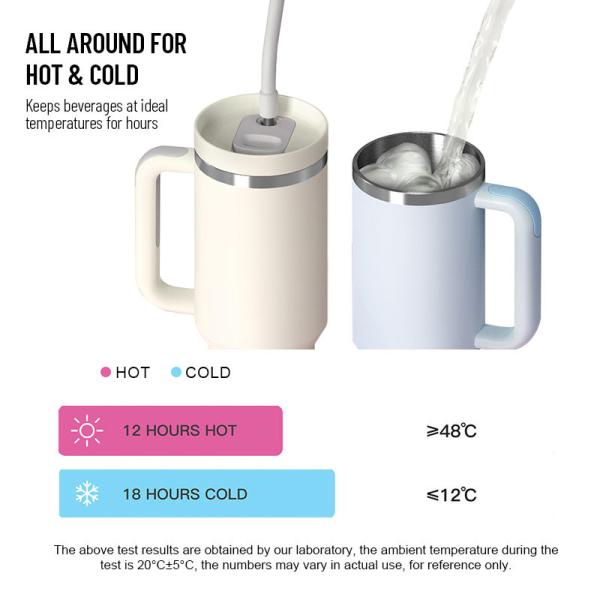 Venta al por mayor de botellas de vacío de acero inoxidable personalizadas de 40 onzas con mango aprobado por la FDA, libre de BPA, de uso pesado