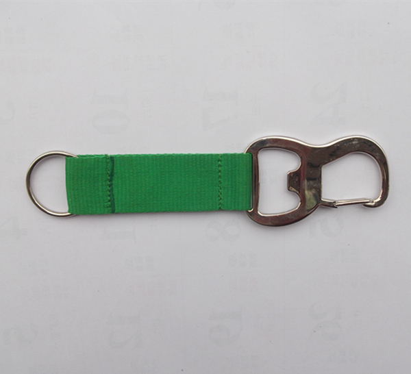 Polyester short lanyard with aluminum Carabiner, metal bottle opener holder short lanyard