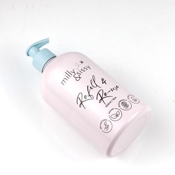 Silk Screen Logo Pink Aluminum Cosmetic Bottles 30ml 50ml Pump Shampoo Bottle