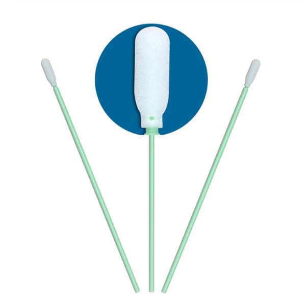 CE Approved Cleanroom Products Head Green Plastic Handle Cleanroom Swabs