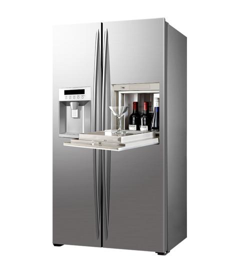 550L Stainless Steel Saving-energy Double Doors Side By Side Refrigerator With Ice Maker and Home Bar