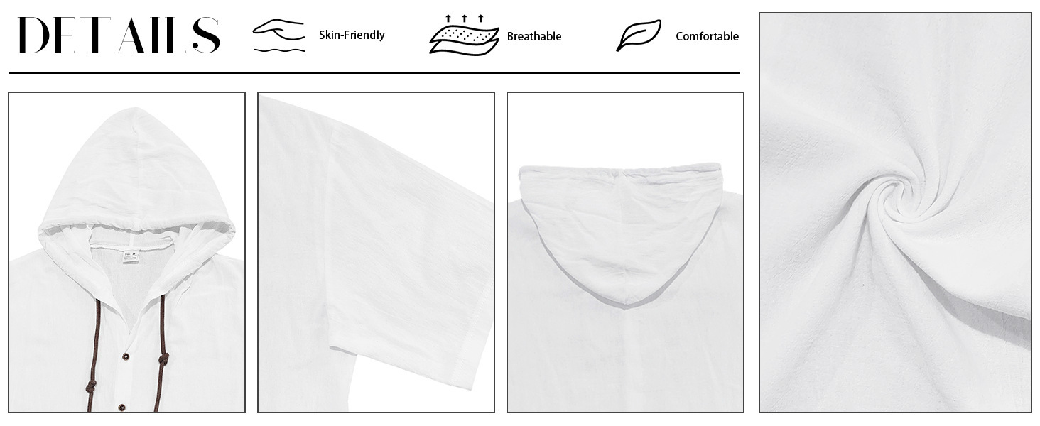 Men’s Hooded Shirt with Lightweight Fabric Adjustable Drawstring Hood and Relaxed Casual Fit