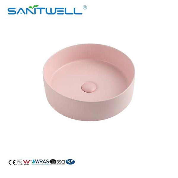 China Factory Chaozhou 2024 Above Counter basin Pink Color Ceramic Basin Wall Mounted Sink