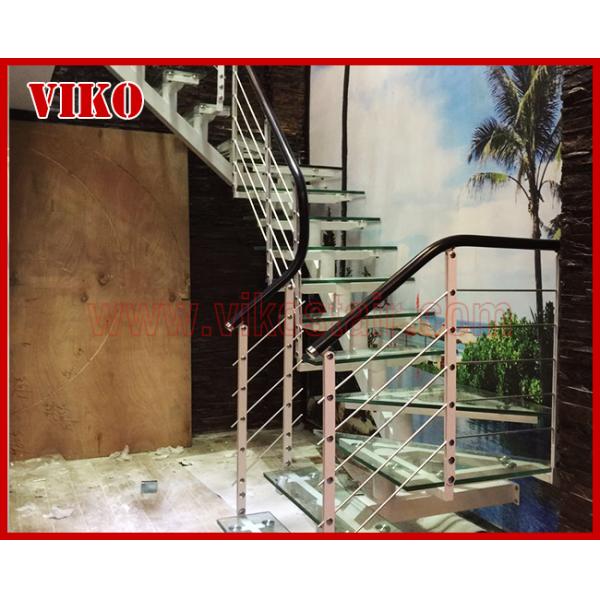 Steel Cable Stair VK65SC TreadTempered glasAluminum Baluster Glass Handrail 304 Stainless Steel Carbon SteelPowder-coate