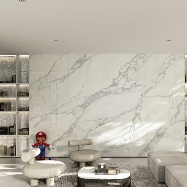 Marble Look Slab Living Room Wall Tiles with Polished/Smooth Matte Finish and Material