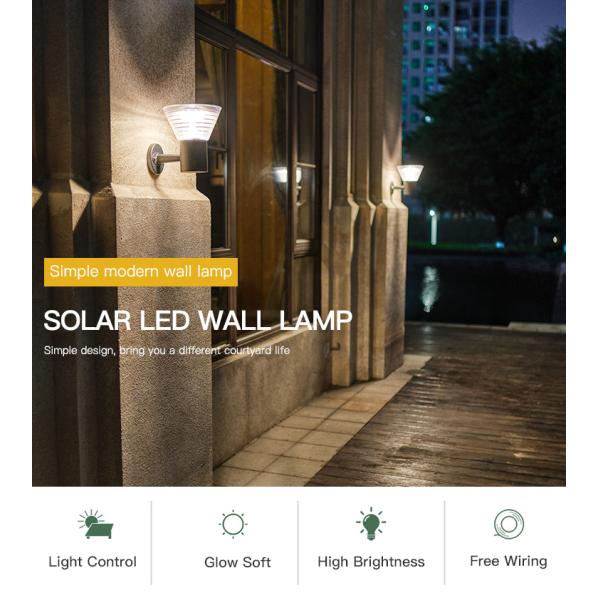 15W Aluminum Sconce Outdoor Garden Solar Light Wall Mounted With Mono Solar Panel