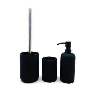 Todos os acessórios de banheiro pretos Conjunto cerâmico redondo 3pcs Dispensadores de sabão de chuveiro 19,7Hcm