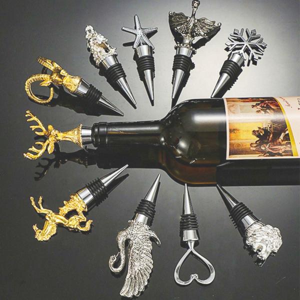 Animal Head Wine Stopper Custom Logo Zinc Alloy Metal Champagne Stopper