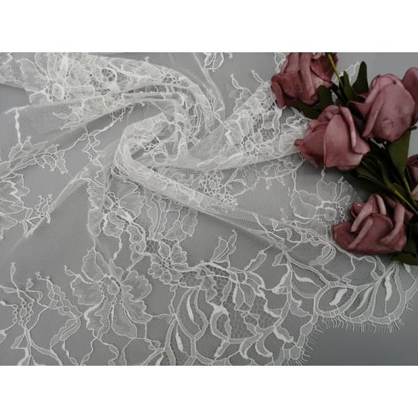 Вышивки ткани сетки Тюль шнурка нейлона 145CM ткань 100% шнурка белой флористической мягкая