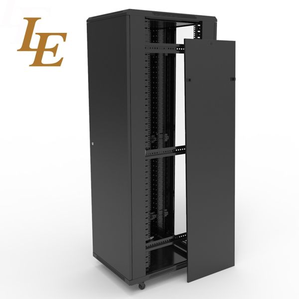 Server Rack Cabinet 42U Tempered Glass Front Door Solid Metal Rear Door with Cable Management Adjustable Feet and Castors