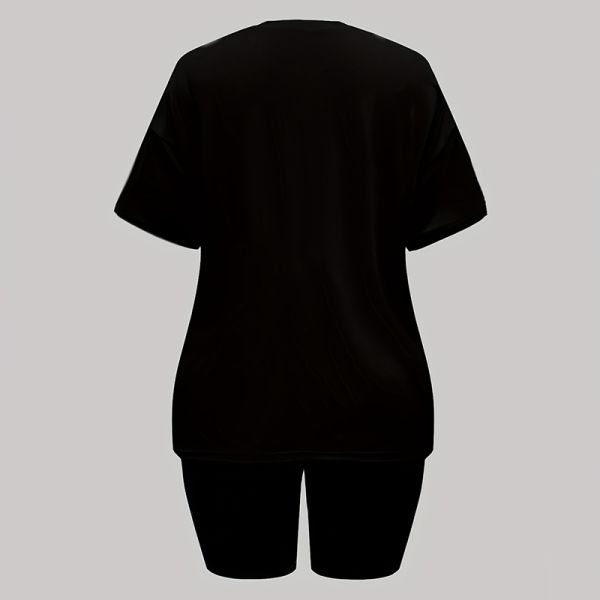 Solid Women Two Piece Outfits Short Machine Washable Casual Two Piece Set