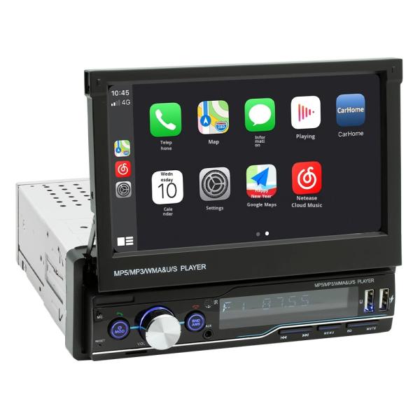 Creatall 7-Inch Telescopic All-in-One CarPlay Radio with MP5 MP4 Card Slots for BT Wireless Hands-Free Player