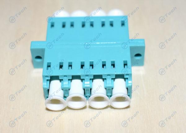 Aqua Color LC Quad Adapter , Fiber Optic Cable Adapter OM3 / OM4 Available