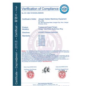 Jiangyin Golden Machinery Equipment Co , Ltd Certifications