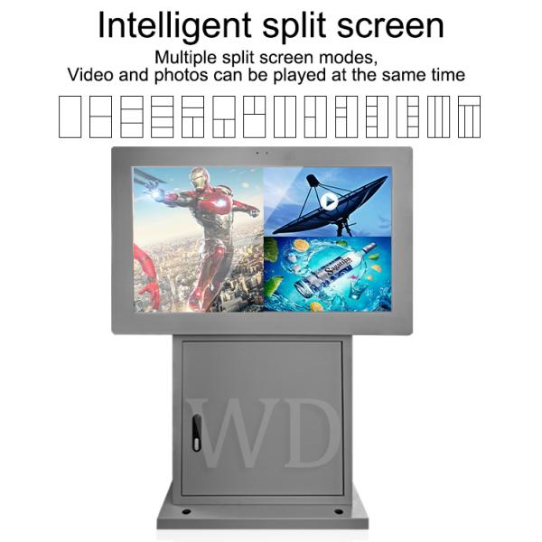 Vandal resistant Outdoor Grey Digital signage floor stand Anti-theft advertising player