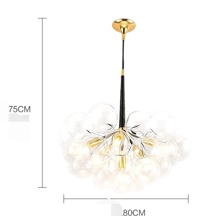 Glass Bulb Chandelier Brass 4000K Modern Pendant Light