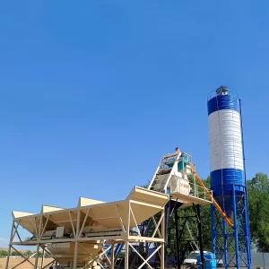 Automatic HZS180 Concrete Batching Plant 260Kw Ready Mix Concrete Plant