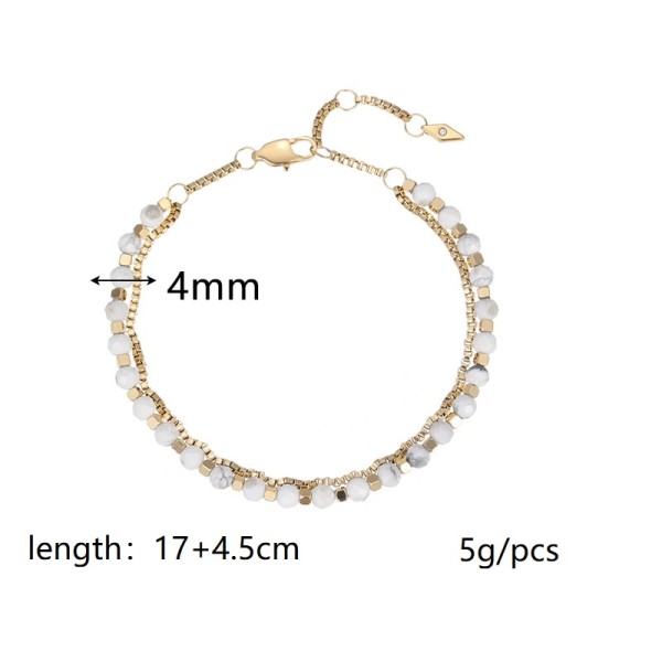 New Bohemian Style 18K Gold Plated Stainless Steel Box Chain Beaded Bracelet Fashion Women's Jewelry Bracelets