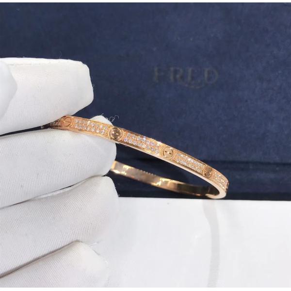 High Quality Fashion Fine Jewelry Pure 18k Real Gold And Natural Vs Diamonds LOVE Bracelet, Small Model Paved