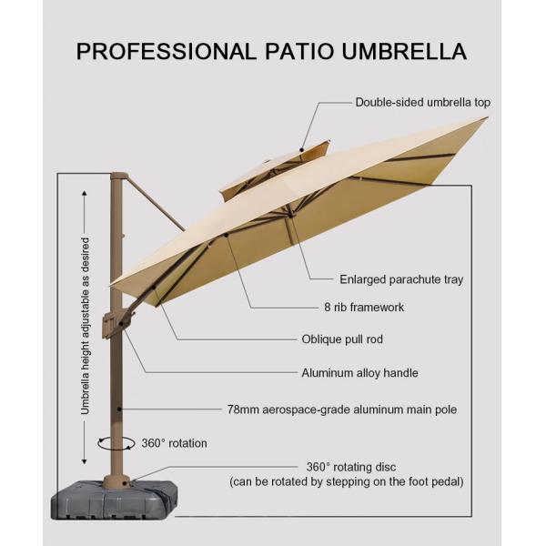 360 Degree Rotating Offset Patio Umbrella with LED Light Your Garden's Ideal Choice