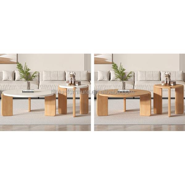 OEM Service Accepted Customize Modern Solid Wood Table Round Sets End Coffee Table Living Room Furniture Wooden Side Table
