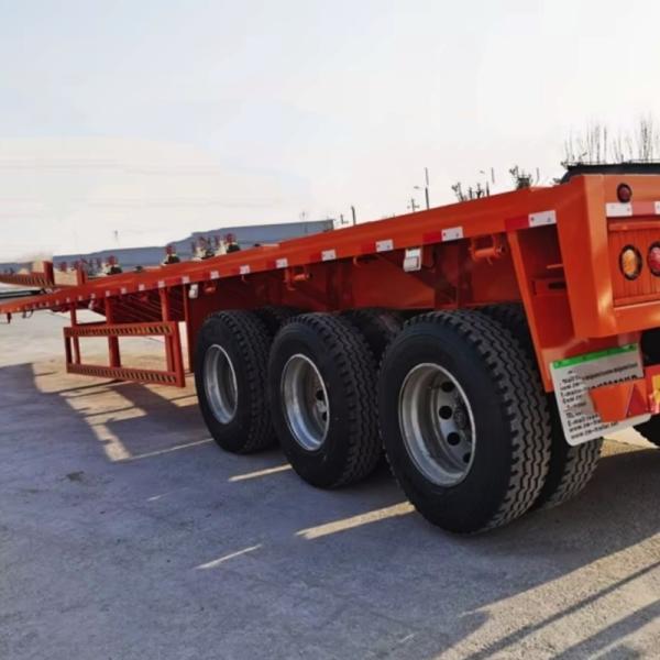 Commercial 3 axes extensible 40ft 60 tonnes plat semi-remorque, plate-forme semi-remorque pour le tracteur camion et le transport de marchandises