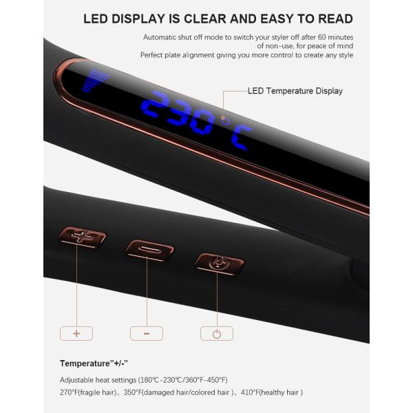 450 градусов дисплея LCD утюга электрического керамического раскручивателя волос плоского