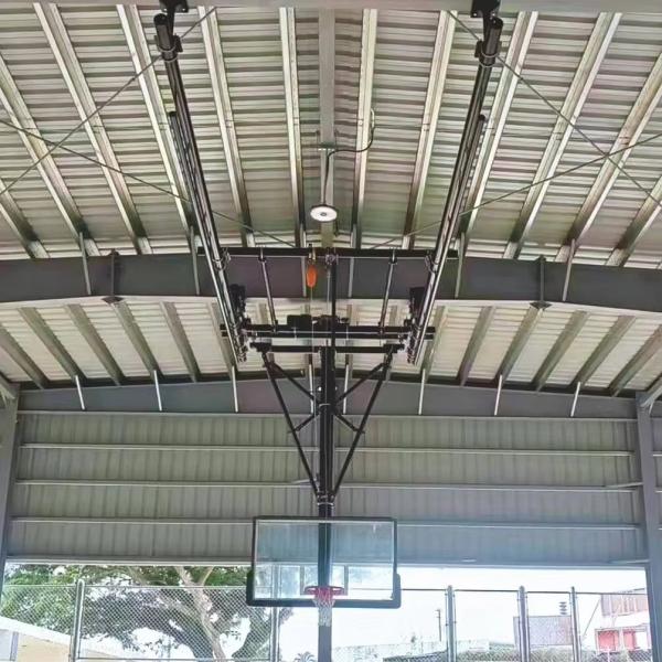 LDK Sport Electric Fold Manual Mounted Basketball Backboard Stand FIBA Hanging Ceiling Basketball Hoop for Sale