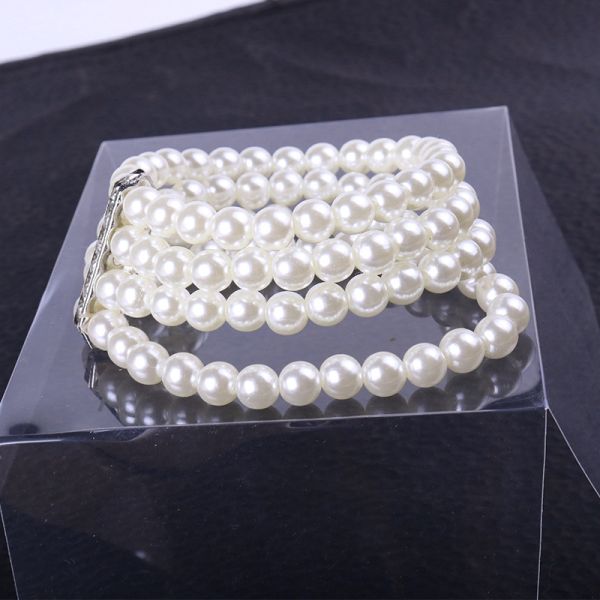 2025 Fashion Multilayer Pearl Jewelry Bracelet Pearl Sliver Plating Stainless Steel Gift Party Bangle