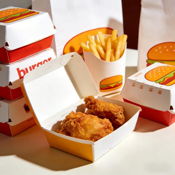 Restaurant wholesale customized set fast food takeout Korean fried chicken box food burger sandwich fries box