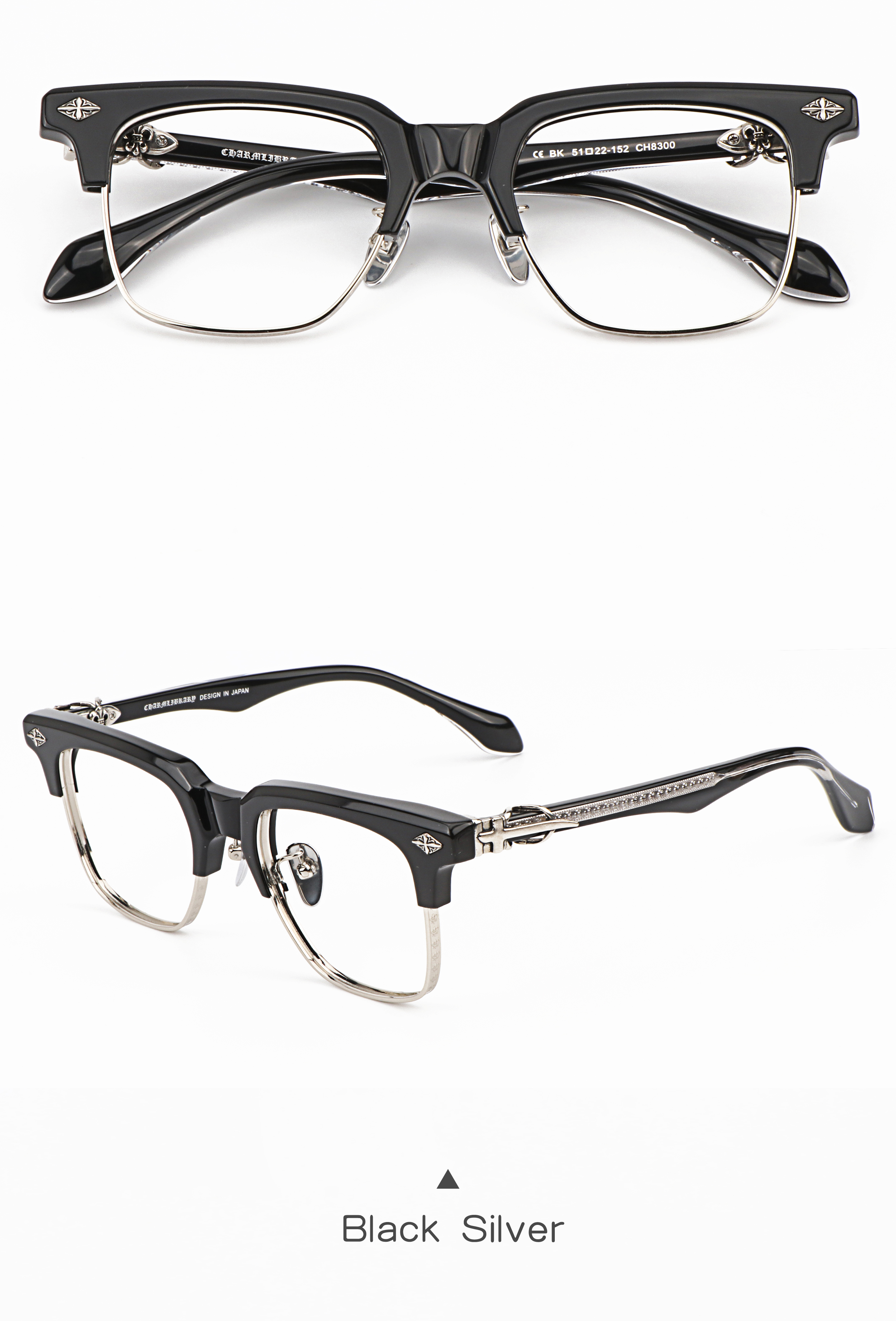 Marble White Frame Unisex Punk Style Square Semi-Rimless Marble Print Anti-Blue Light Blocking Prescription Reading Glasses