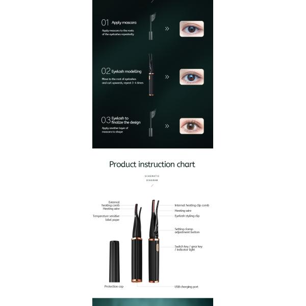 CE Certifeid Fast Heating Electric Eyelash Pen , 3D Heated Eyelash Curler For Lady