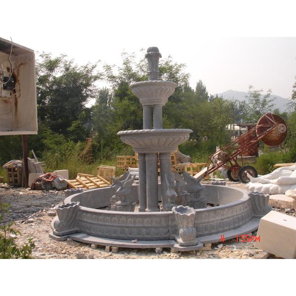 Garden Odm Stone Water Fountain Outdoor With Crane And Columns
