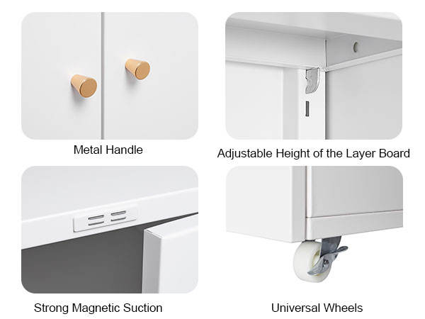Modern style double-door steel drawer cabinet, printer cabinet with roller doors, for placing printers
