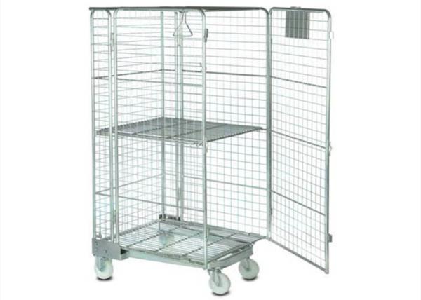 Industrial Galvanized Metal Cage Trolley Mobile Supermarket Roll Cages