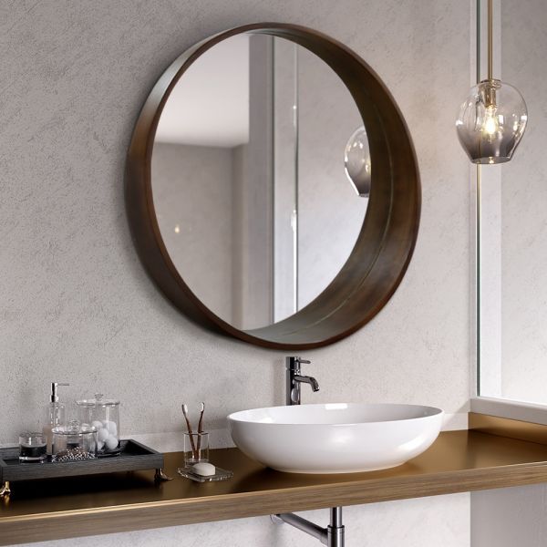 Solid Wood Framed Mirror HD Silver Explosion Proof Wall Mounted Framed Mirror For Home