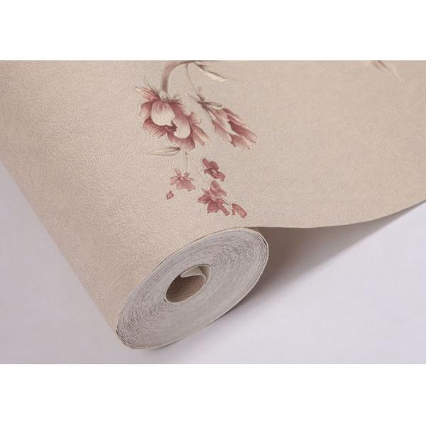 0.53*10M Removable Rustic Style Wallpaper , Embossed Floral Pattern Wallpaper