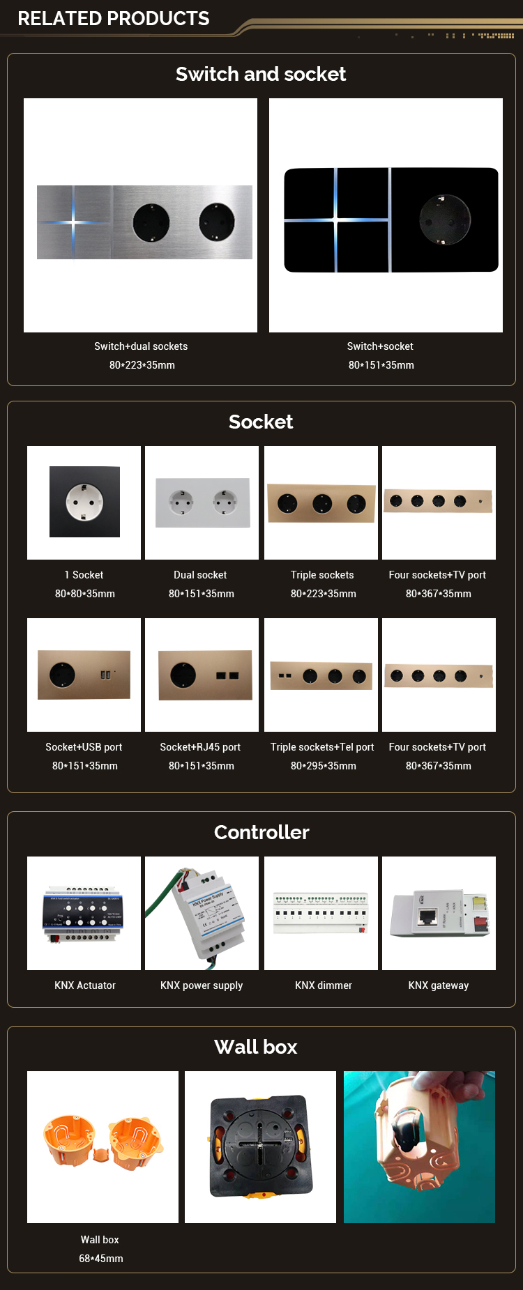Factory Direct High Quality Waterproof Push Button Switch Light Switch KNX Smart Switch Push Button