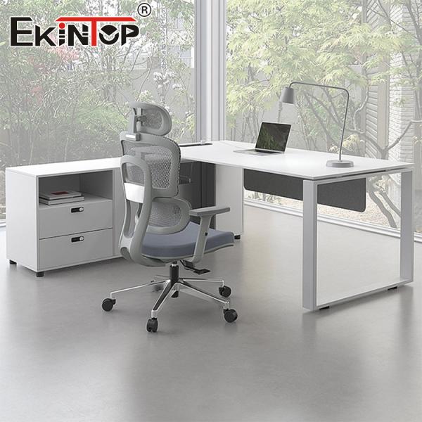 L-shaped White Executive Office Desk With Eco-friendly Materials