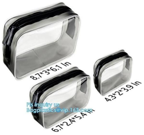 cusotm logo rope handle clear pvc bag with zipper, handle transparent cosmetic bag, Zip lockk Make Up Travel Bag, Organize
