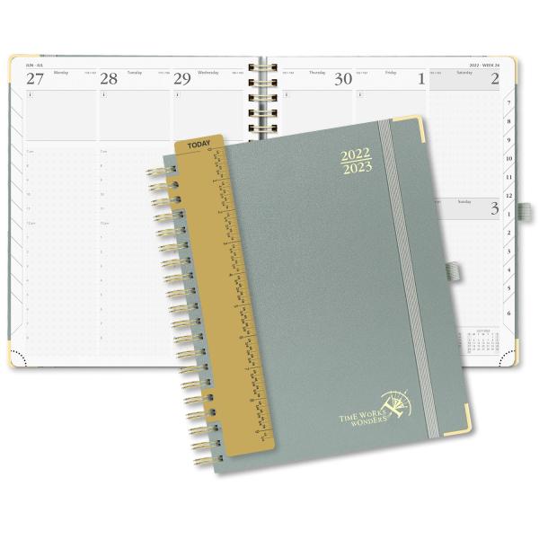 Grey Hardback Spiral Custom Weekly Executive Academic Planner 2023