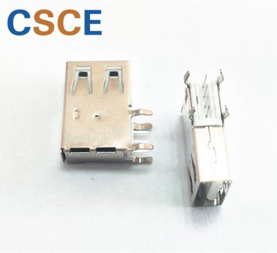 Copper USB Male Female Connector  ,  90 Degree Bend Foot Flat Mouth Side Insert Long Body Belt Back Plug